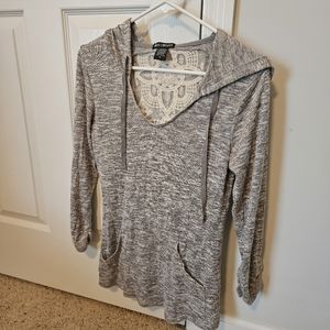Women's Gray Lace Sweater Hoodie